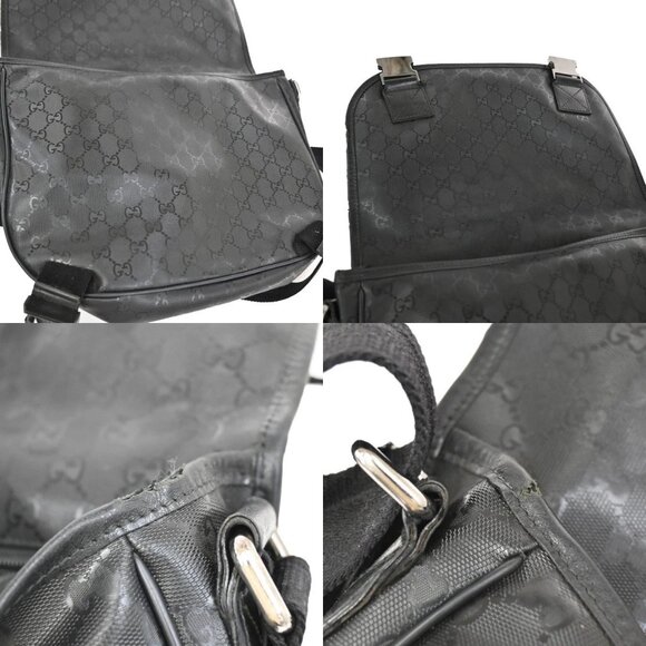 GUCCI Logo Imprime GG Pattern Shoulder Bag PVC Leather Black SHW Italy 34YH650 - Picture 8 of 16
